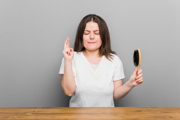 Woman using hair rollers to straighten her hair without heat